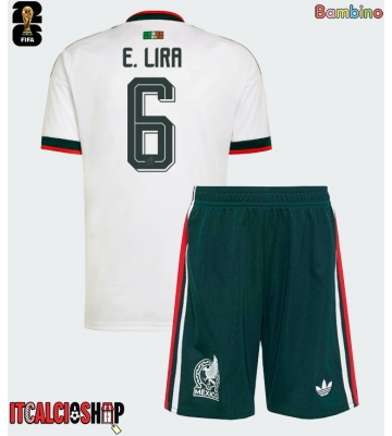 Messico Erik Lira #6 Seconda Maglia Bambino Mondiali 2026 Manica Corta (+ Pantaloni corti)